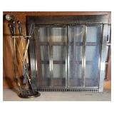 Glass Front Fireplace Screen & Fireplace Tool Set