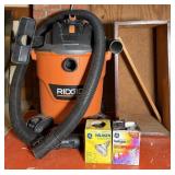 Ridgid Shop Vac, Halogen Bulbs, Wooden Box