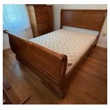 Oak & Mixed Wood Queen Size Sleigh Bed