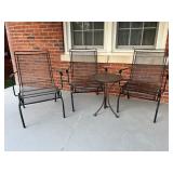 (3) Wrought Iron Spring/Rocker Chairs & Side Table