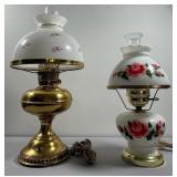 Vintage Oil Lamp & Milk Glass Lamp