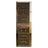 Stacked Wooden Filing Drawers & Hand Tools