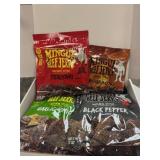 Box of assorted Mingua Beef Jerky