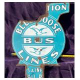 1920s Blue Goose BUS Lines Porcelain Sign