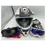 DIRT BIKE HELMET,GOGGLES AND GLOVES