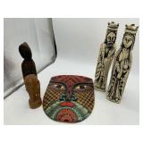 WOODEN MASK AND STATUES, FLOWER PICTURE