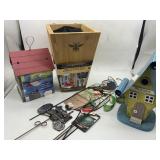 BEE HOUSE PLANTER, BIRD HOUSES AND STAKES-NEW
