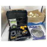 DEWALT CORDLESS DRILL, SAW BLADE, TAPE