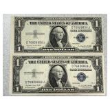 (2) 1935 G $1 Silver Certificates