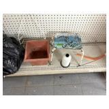 Stool, Shower caddy and pot