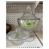 (3) Glass candy dishes with lids