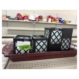 (4) Candle Holders and plate