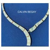 CALVIN BEGAY STERLING & FIRE OPAL NECKLACE!!