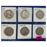 FRANKLIN HALF DOLLARS!! 6X BID