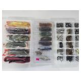 FISHING GEAR LOT!! THREE BINS!!
