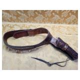 EXCEPTIONAL TOOLED LEATHER HOLSTER & BELT!!