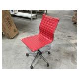 USED RED OFFICE CHAIRS HAS WEAR ON TOP AND BOTTOM