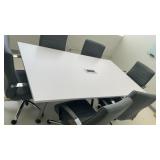 CONFERENCE TABLE WITH 6 CHAIR  AND GLASS WHITE