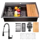 $600 33in Matte Black Sink + Faucet