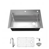 $212 30" Single Bowl Stainless Sink w/ Faucet