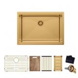 $298 30 in. Gold Stainless Steel Workstation Sink