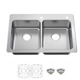 $219 Glacier Bay 33 in. 50/50 Double Bowl Sink