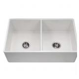 $515 Platus 33" Double Bowl Fireclay Sink
