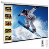 $150 Projector Screen Motorized 100" 16:9, 4K 3D