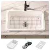 $230 Oslo 30" Fireclay Sink w/Grid & Strainer
