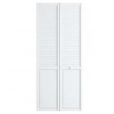 36x80 Louver/Panel Solid Core White Bi-fold Door