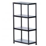 4-Tier Black Plastic Garage Storage Shelf