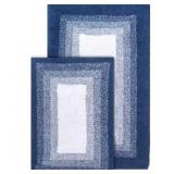 Whitney Ombre Deep Denim Bath Rug Set 2-Pc