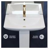$120 Sublime Pedestal Ceramic Sink, Round, White
