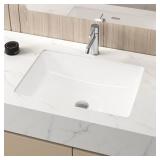 22" Ceramic Rectangular Undermount Sink, White