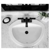 21" Drop-In Semi-Oval Bathroom Sink White