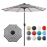 9 ft. Steel Market Umbrella Black/White Stripe