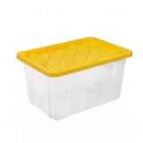 1 Lot of (4) 27 Gal. Tough Storage Totes Clear/Yel