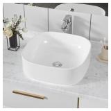 16 in. Square Vessel Bathroom Sink in White