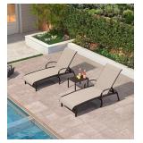 $300 PURPLE LEAF Chaise Lounge Set of 3 - Khaki