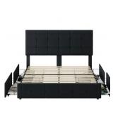 $219 Homfa Queen Bed, 4 Drawers, Upholstered