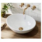 15.75 in. White Oval Ceramic Vessel Sink