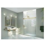 $632 Astro 60x78 Frameless Shower Door Satin Brass