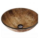$130 Giovanni Amber Sunset Glass 17 in. Round Sink
