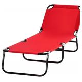 Outsunny Folding Chaise Lounge Chair, Red