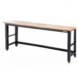 $435 96x24 Adjustable Black Workbench, Wood Top