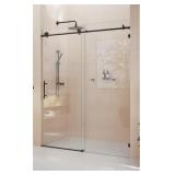 $709 60x78 Frameless Sliding Shower Door Black
