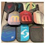 1 Lot of (10) Assorted Pickleball Paddles