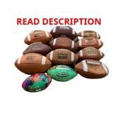 1 Lot of (12) Assorted Footballs