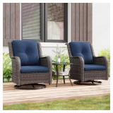 (X2) 22x24in 2-Piece Blue Lounge Chair Cushion Set