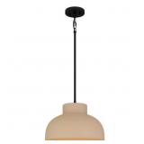 1-Light Matte Black Pendant with White Shade